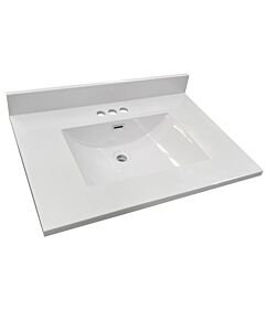 31" X 22" Cultured Marble White Vanity Top