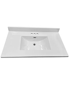 37" X 22" Cultured Marble White Vanity Top