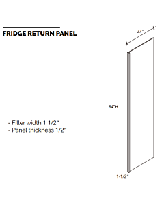Refrigerator Return Panel - White Shaker - 1.5"W x 84"H x 27"D