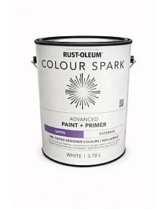 Rust-Oleum Colour Spark Exterior Paint + Primer – White (Satin) 3.78L