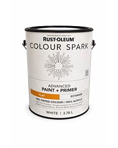 Rust-Oleum Colour Spark Exterior Paint + Primer – White (Flat) 3.78L