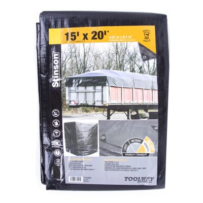 Stinson Heavy-Duty Black Poly Tarpaulin – 15' x 20'