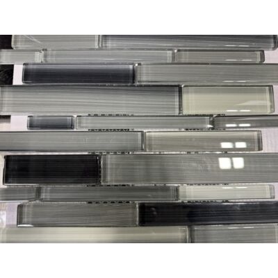 Anatolia Fusion Carbon Random Strip Glossy Glass Mosaic