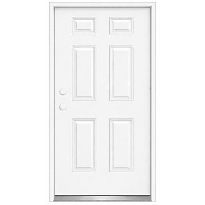 MDW 36" x 80" 6 Panel Steel Exterior Door – Right Hand Inswing – 4 5/8" Composite Frame